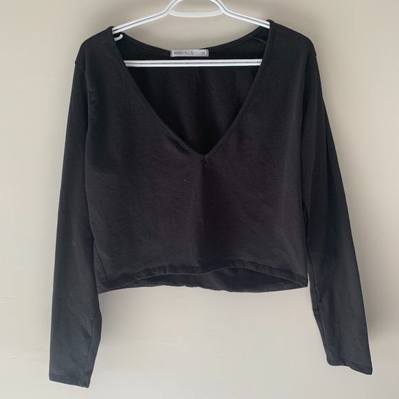 Rebdolls VNeck Long Sleeve Crop Top - Picture 1 of 2
